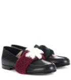 Fendi Fur-embellished Leather Loafers