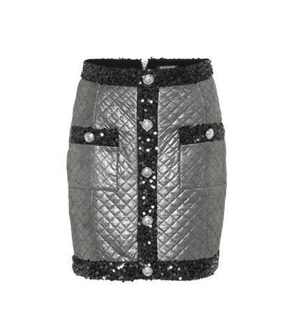 Balmain Metallic Quilted Miniskirt