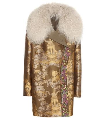 Alexander Wang Fur-trimmed Brocade Coat