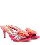 Veronica Beard Sequined Flower Suede Mules
