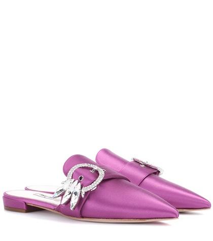 Miu Miu Embellished Satin Mules
