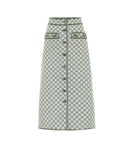 Gucci Gg Leather-trimmed Skirt