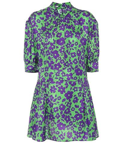Miu Miu Floral Printed Silk Minidress