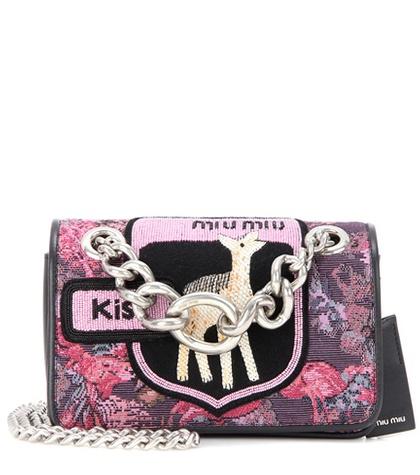 Miu Miu Appliqué Jacquard Shoulder Bag