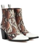 Ganni Western Mix Leather Ankle Boots