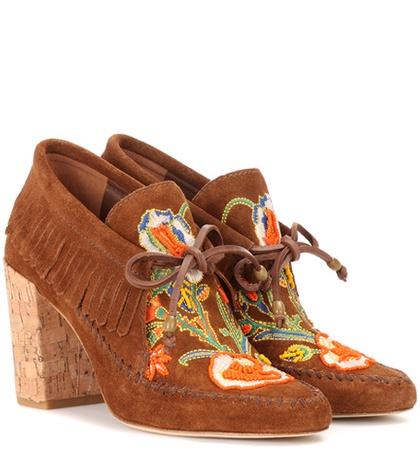 Tory Burch Huntington Fringe Suede Booties