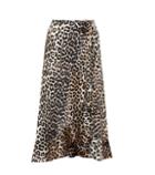 Ganni Dufort Leopard-printed Silk Skirt