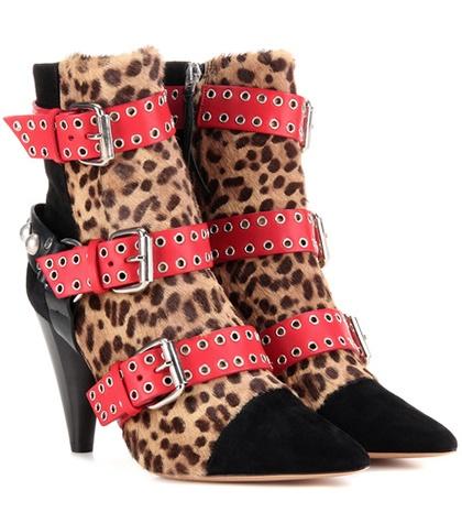 Isabel Marant Eyelet Wild Calf Hair And Suede Ankle Boots