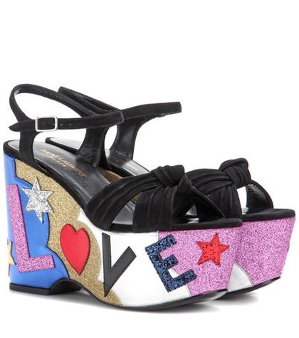 Saint Laurent Candy 50 Suede Platform Sandals