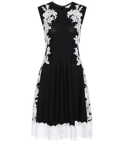 Oscar De La Renta Knitted Merino Wool Dress With Lace