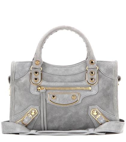 Balenciaga Classic Metallic Edge Mini City Suede Shoulder Bag