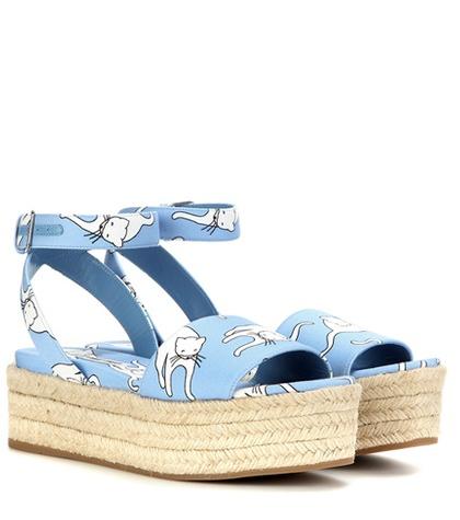Miu Miu Platform Printed Fabric Sandals