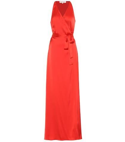 Diane Von Furstenberg Paola Satin Maxi Wrap Dress