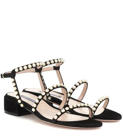 Burberry Pierette Embellished Suede Sandals