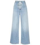 Unravel Lace-up High-rise Wide-leg Jeans