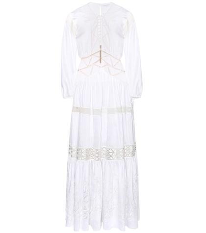 Christopher Kane Floor-length Embroidered Gown With Crochet-knit Trim