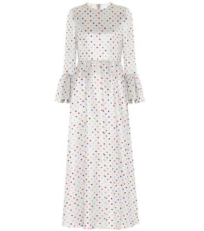 Valentino Polka Dot Bell-cuff Maxi Dress