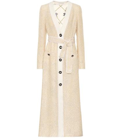 Alessandra Rich Belted Tweed Coat
