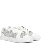 Tory Burch Milo Glitter And Leather Sneakers
