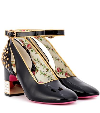 Gucci Studded Patent-leather Pumps