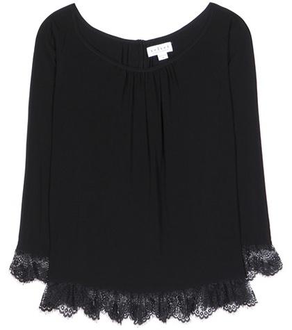 Velvet Schanelle Lace-trimmed Blouse