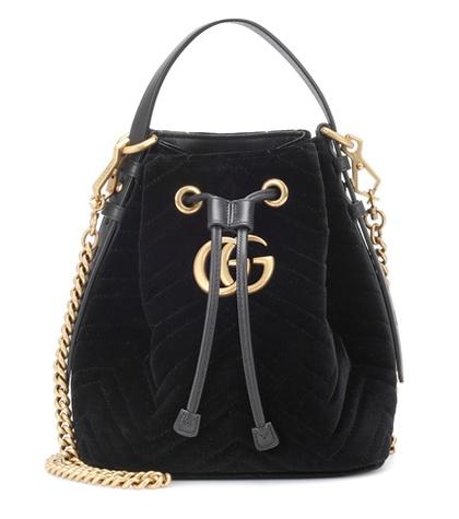 Aquazzura Gg Marmont Velvet Bucket Bag