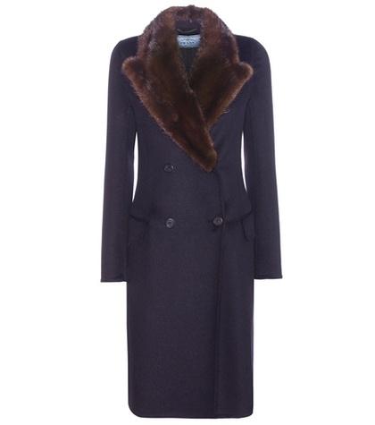 Prada Fur-trimmed Wool, Angora And Cashmere Coat