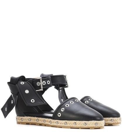 Alexander Mcqueen Embellshed Leather Espadrilles