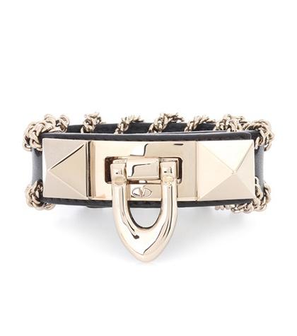 Valentino Rockstud Embellished Leather Bracelet