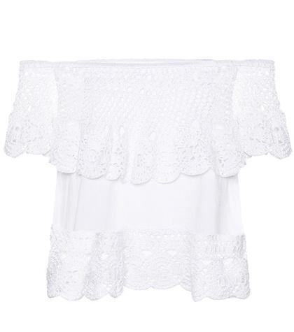 Anna Kosturova Santorini Off-the-shoulder Cotton Top