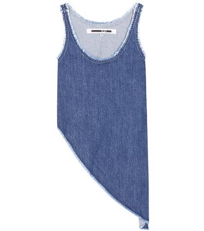 Mcq Alexander Mcqueen Asymmetric Denim Top