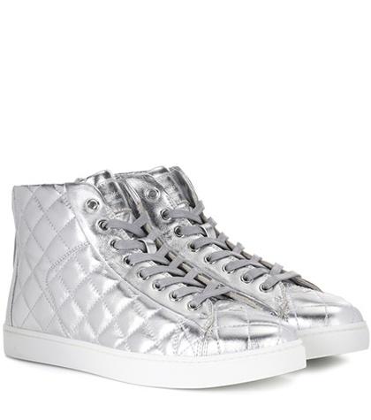 Gianvito Rossi High Driver Metallic Leather Sneakers