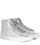 Gianvito Rossi High Driver Metallic Leather Sneakers