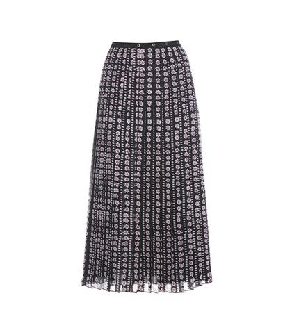 Giamba Printed Pleated Silk Midi Skirt