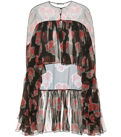 Balenciaga Printed Silk Chiffon Cape