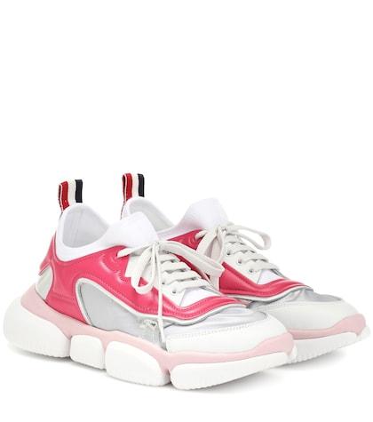 Moncler Briseis Leather And Mesh Sneakers