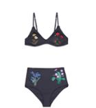 Salvatore Ferragamo Botanical Embroidered High-waisted Bikini