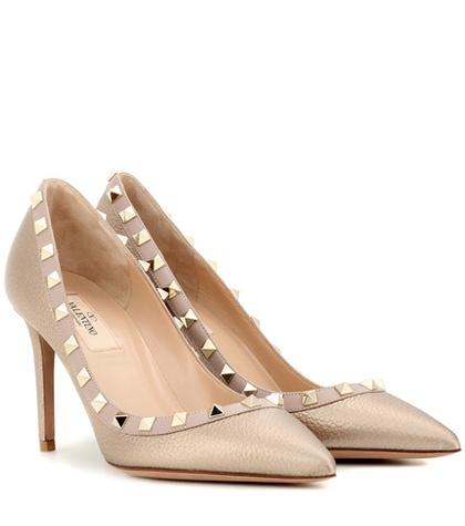 Bottega Veneta Valentino Garavani Rockstud Metallic Leather Pumps
