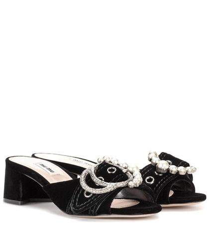 Miu Miu Velvet Slip-on Sandals