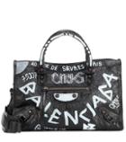 Moncler Classic City Graffiti Small Leather Tote