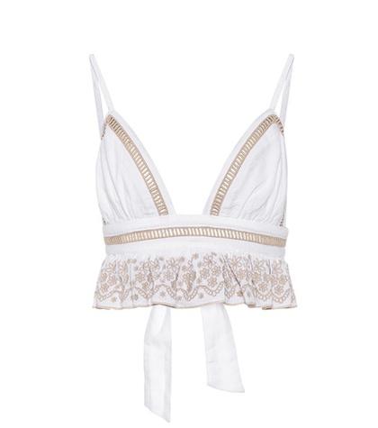 She Made Me Lily Embroidered Cotton Crop Top