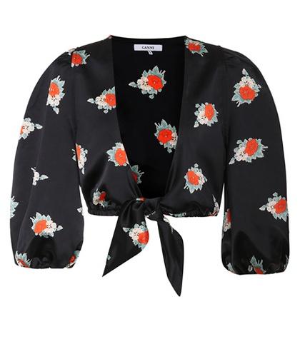 Ganni Glenmore Floral-printed Crop Top