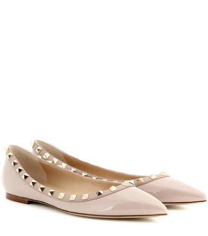 Diane Von Furstenberg Valentino Garavani Rockstud Patent Leather Ballerinas