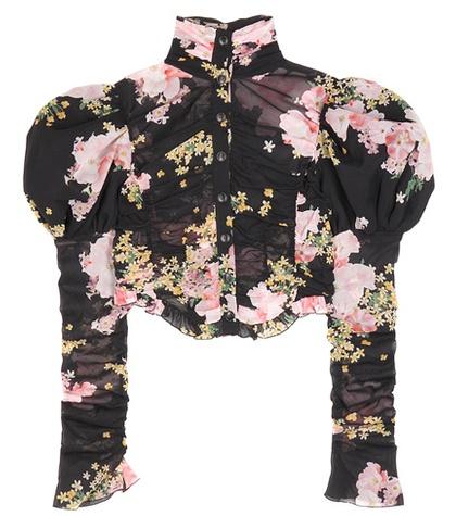 Alessandra Rich Floral-printed Silk Top