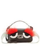 Stella Mccartney Micro Baguette Fur-trimmed Leather Shoulder Bag