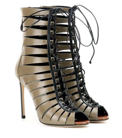Francesco Russo Cut-out Leather Ankle Boots