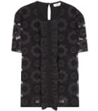 Fendi Embroidered Tulle And Silk Blouse