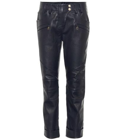 Balmain Cropped Leather Pants