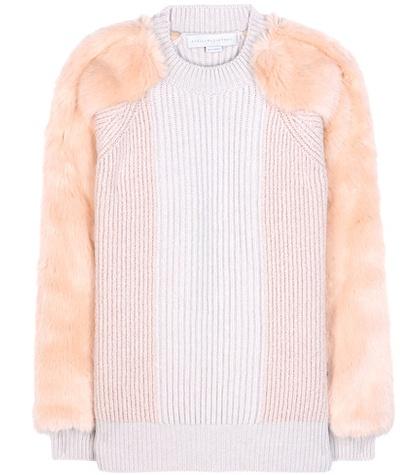 Stella Mccartney Virgin Wool Sweater With Faux Fur