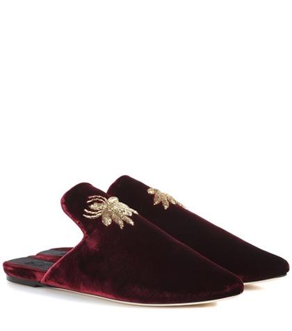 Emilio Pucci Ragno Embroidered Velvet Slippers